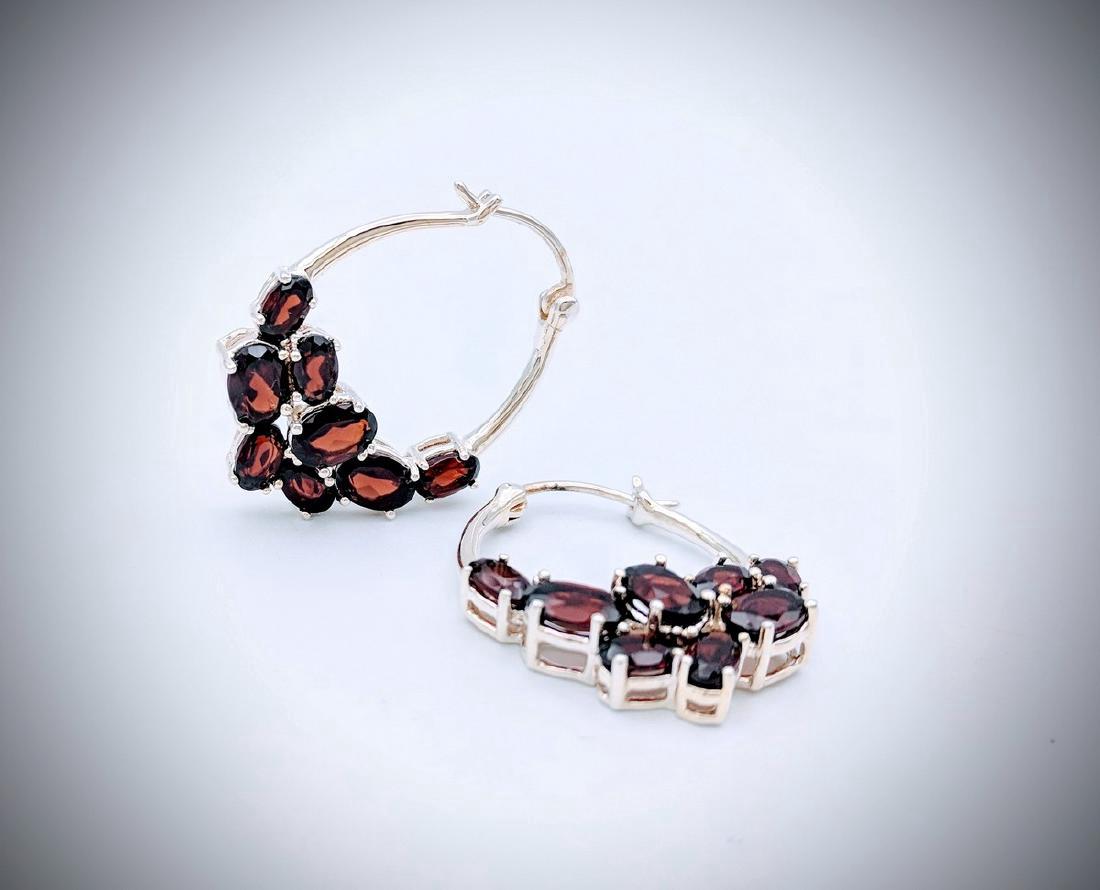 Sterling Silver Clustered Almandine Garnet Earrings (1 of 3)