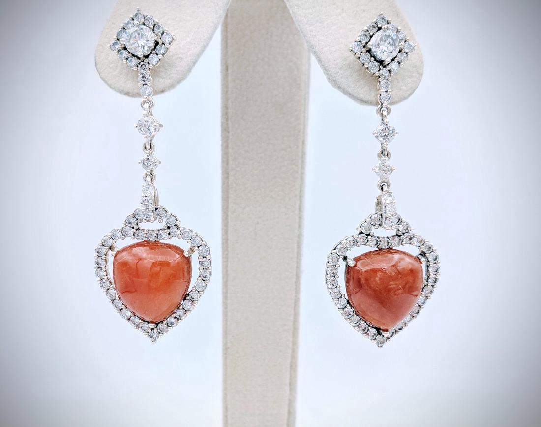 Sterling Silver Jasper Cubic Zirconia Heart Earrings (1 of 3)