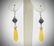 Sterling Silver Yellow Jade Black Onyx Drop Earrings