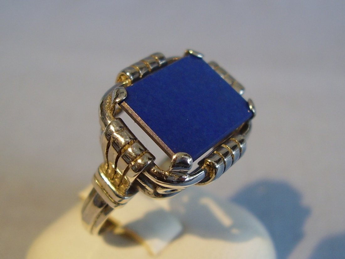Antique 935 Silver Lapis Lazuli Ring, c1930 (1 of 11)