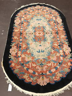 Antique Chinese Rug 7x4.3: Antique Chinese RugMint condition old Chinese oval rug. Circa 1930's. Full pileChina7x4.3 feet2.13x1.30 metersWool pile Please note that this lot has a confidential reserve. When you leave a bid in