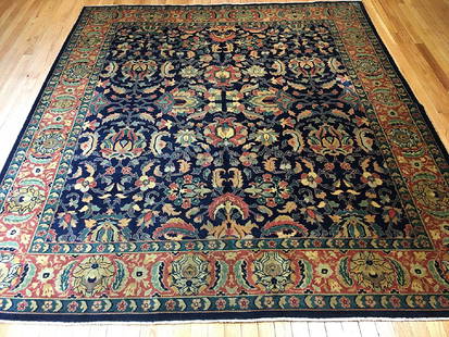 Indian Rug 7.10x6.10: Indian RugAntique early 20 century Indian carpet with a Persian design. Nice velvety high quality wool.India7.10x6.10 feet2.39x2.08 metersWool pile Please note that this lot has a confidential