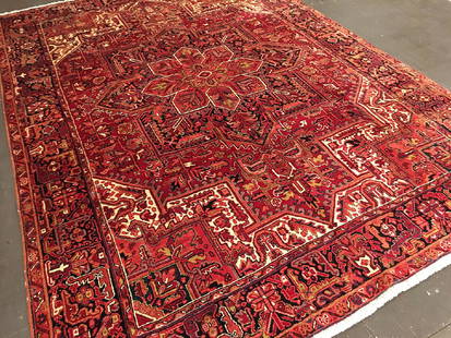 Persian Heriz Carpet 11x7.10: Persian Heriz Carpet A new Persian heriz carpet with open field. Very soft silky wool. Great color pallet. Persian 11x7.10 feet 3.35x2.39 meters Wool pile Please note that this lot has a confidential