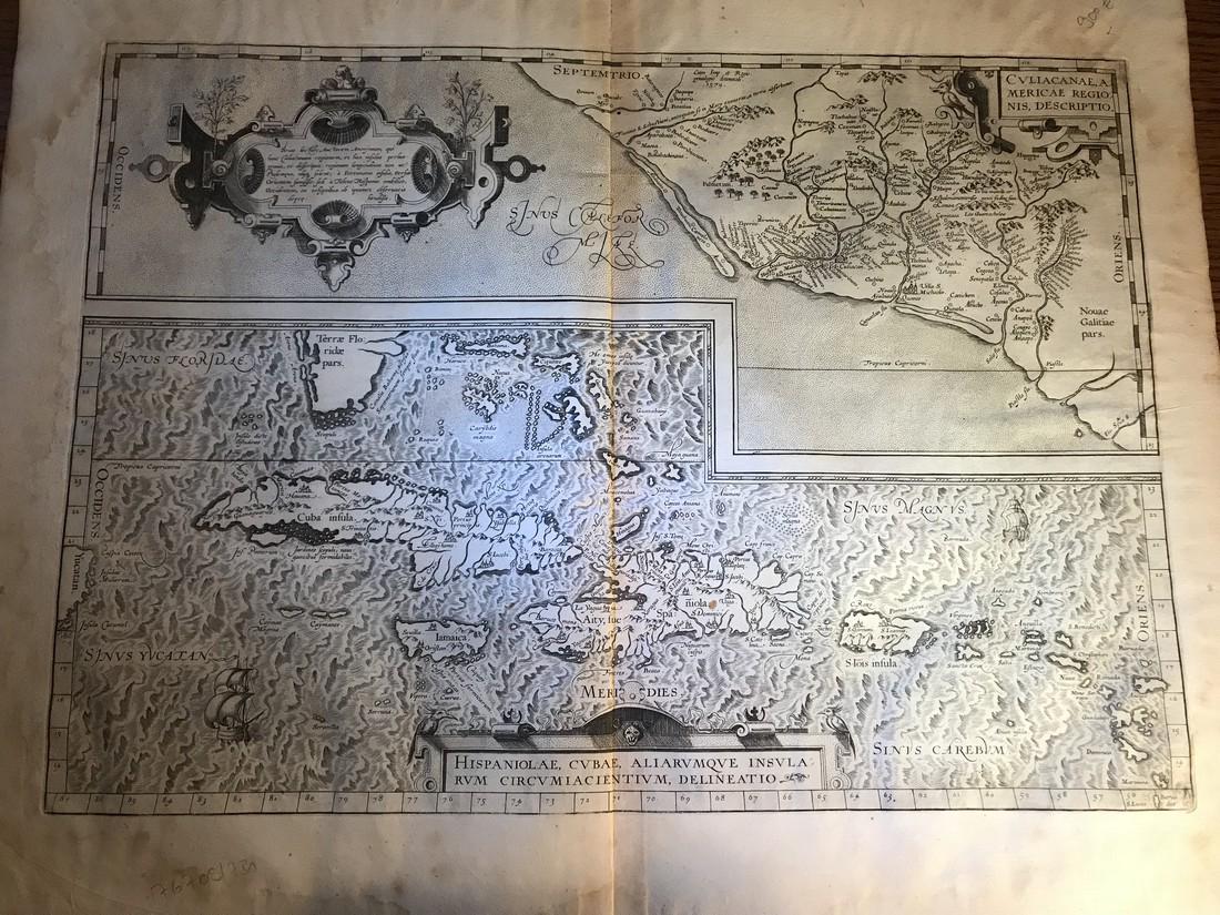 Ortelius Antique Map: Culiacanae, Hispaniolae, Cubae, (1 of 6)