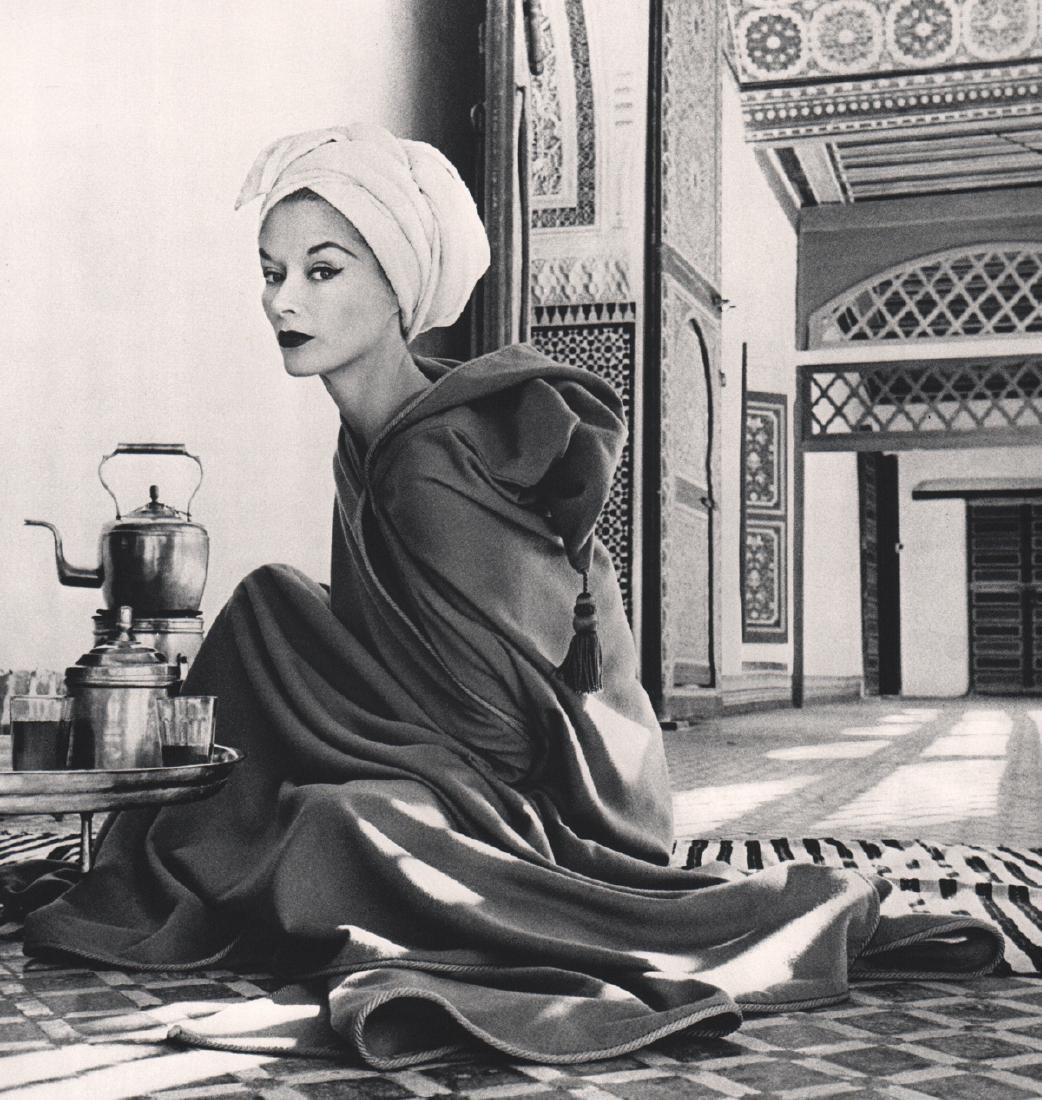 IRVING PENN - Burnous by Jean Desses: Artist: IRVING PENN Print Title: Burnous by Jean Desses worn by Lisa Fonssagrives Penn Medium: Sheet-Fed Gravure Printing Date: 1960 Printed in Switzerland Image Size: 9.25 X 9.5 inches Irving Pennwas
