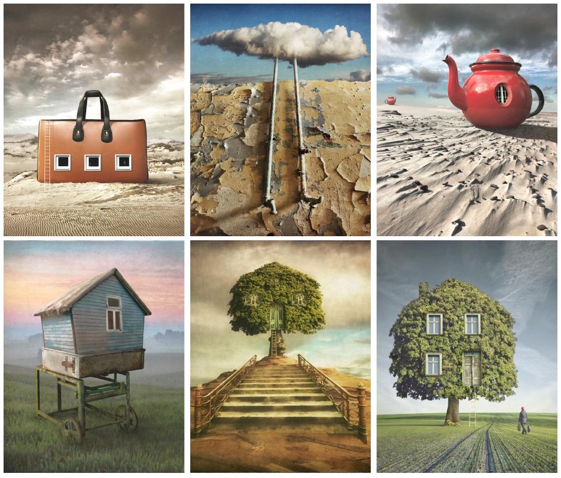 Dariusz Klimczak - Homemade Folio - Six Prints: 21st Century Renaissance Man - Dariusz Klimczak (Polish b 1967) was a painter, a journalist and a rock drummer before settling on a career as a photographic artist creating captivating photo-montages 