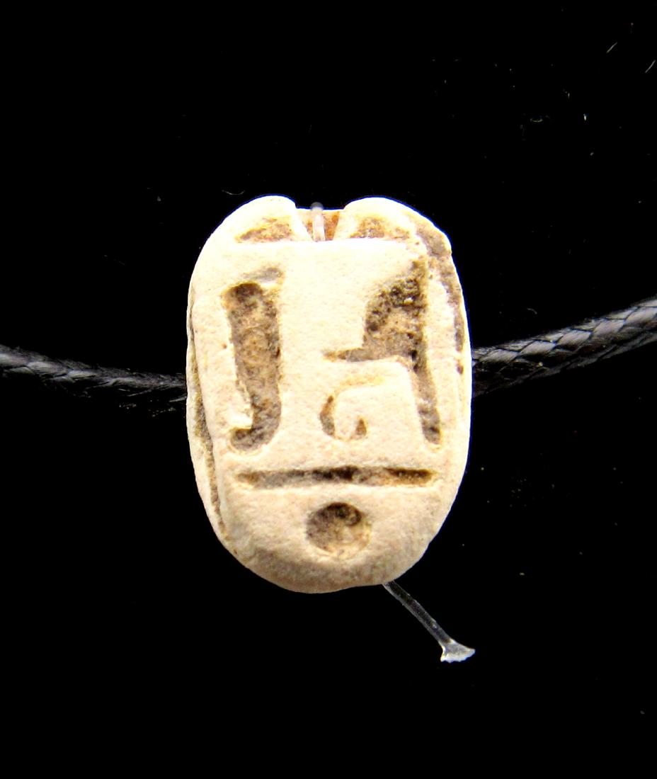 Ancient Egyptian Steatite Engrave Scarab Pendant: Date: Circa 12th - 10 c. B.C. Material: steatite Provenance: Obtained from an old British collection, acquired from the B.C.F. (Birmingham) Dimensions: 11mm; 0.9grams Ancient Egyptian Steatite Engrave
