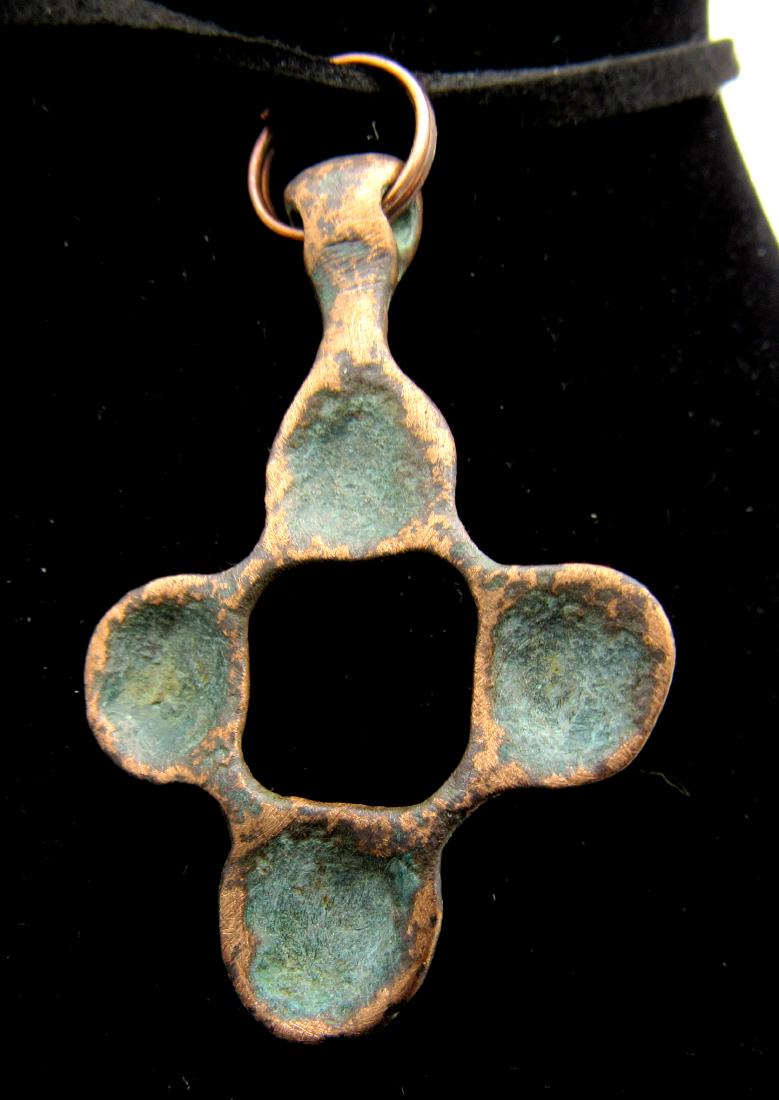 Medieval Viking Bronze Open-Work Cross Pendant (1 of 2)