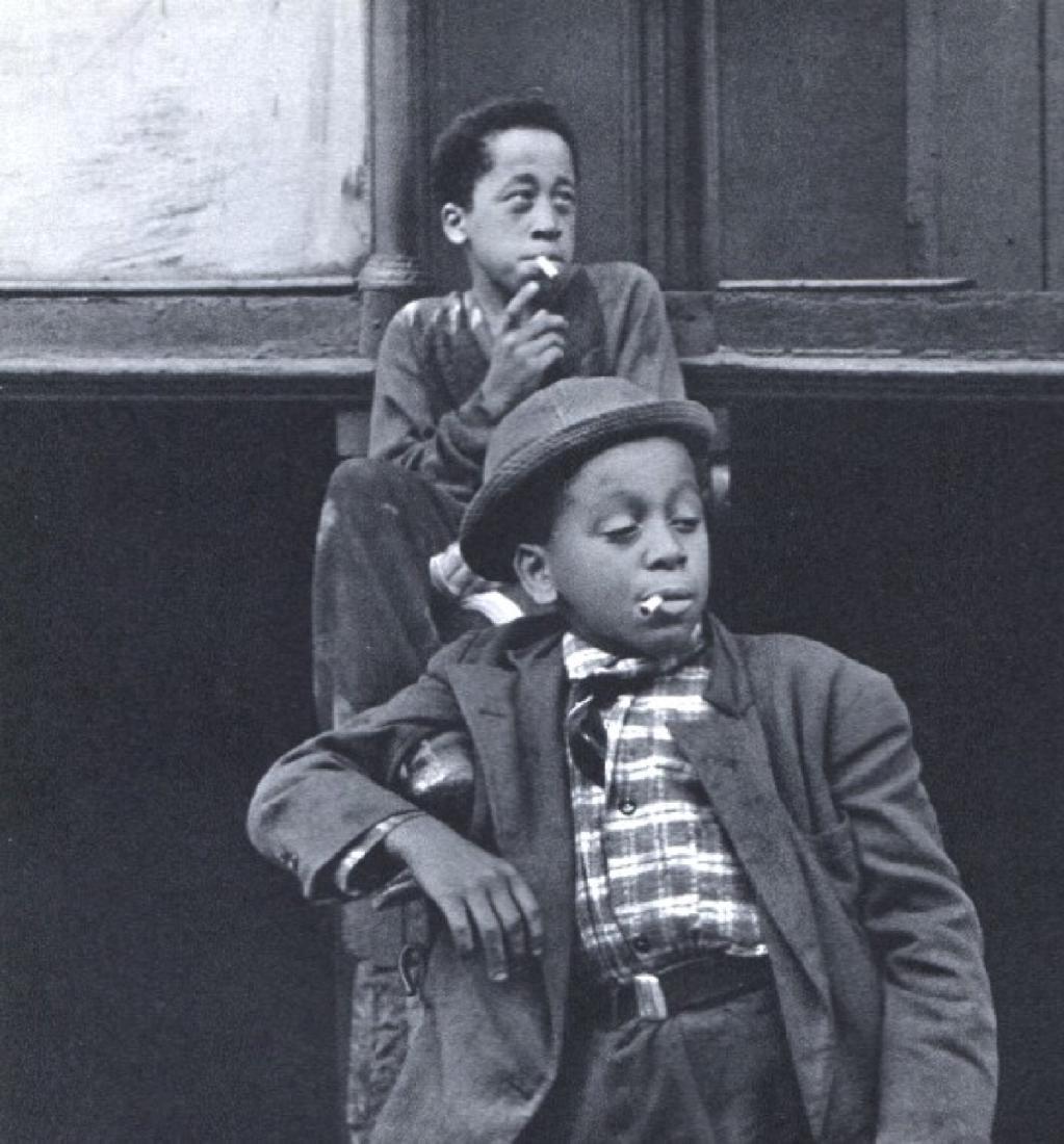 HELEN LEVITT - Boys of Spanish Harlem: Artist: HELEN LEVITT Print Title: Boys of Spanish Harlem Medium: Sheet-fed Gravure Printing Date: 1965 Printing Location: Switzerland Image Size: 5.5 x 5.75 inches Helen Levitt(1913-2009) was an Ameri