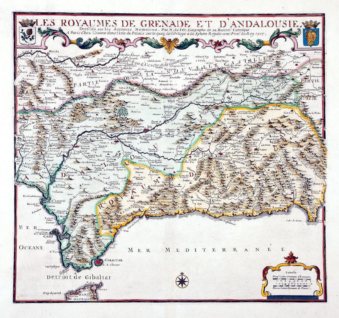 de Fer: Antique Map of Grenada & Andalusia, Spain 1706 (1 of 1)