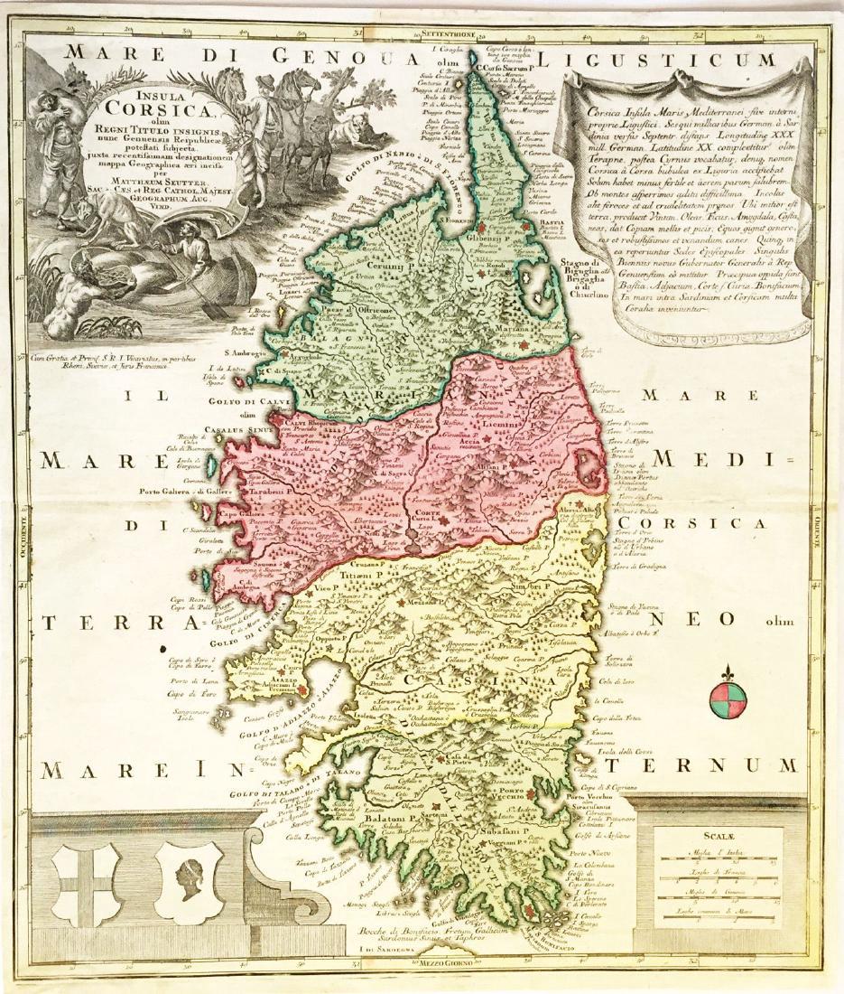 Seutter: Antique Map of Corsica, 1740 (1 of 1)