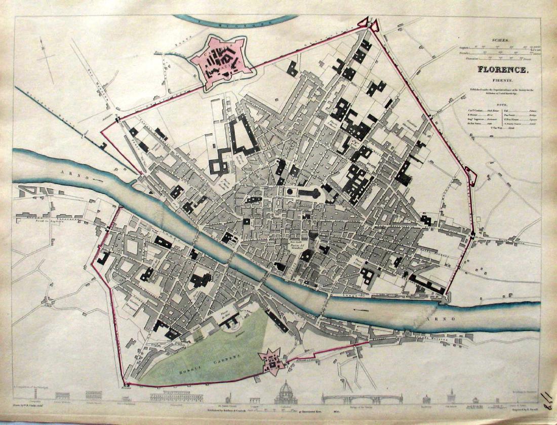 SDUK: Antique Map of Florence, Italy, 1835 (1 of 1)
