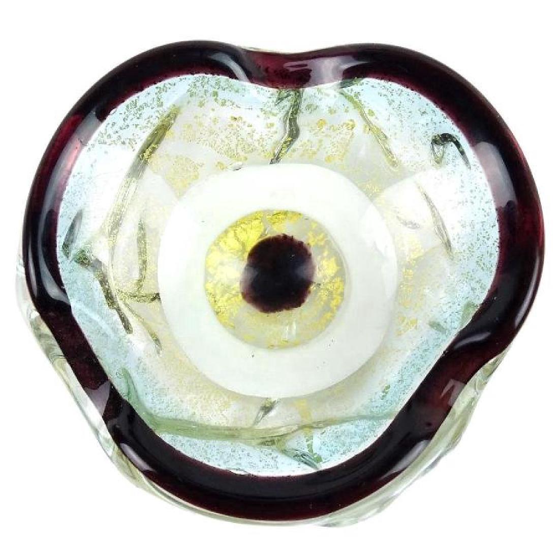 Murano Gold Flecks Italian Art Glass Target Bowl (1 of 3)