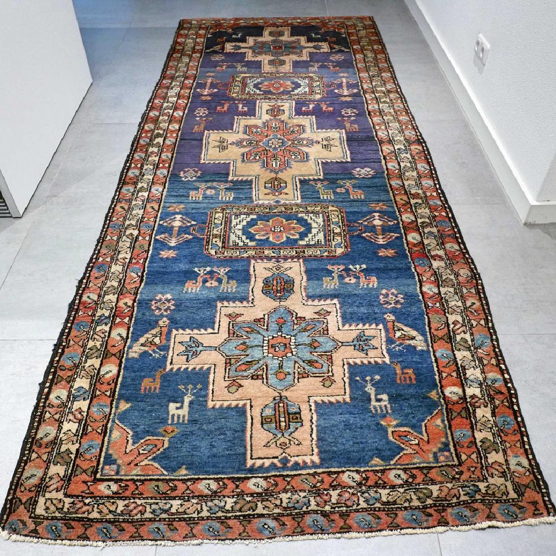 Antique Hand Knotted Heriz Runner Rug 9.8x3.9 (1 of 8)