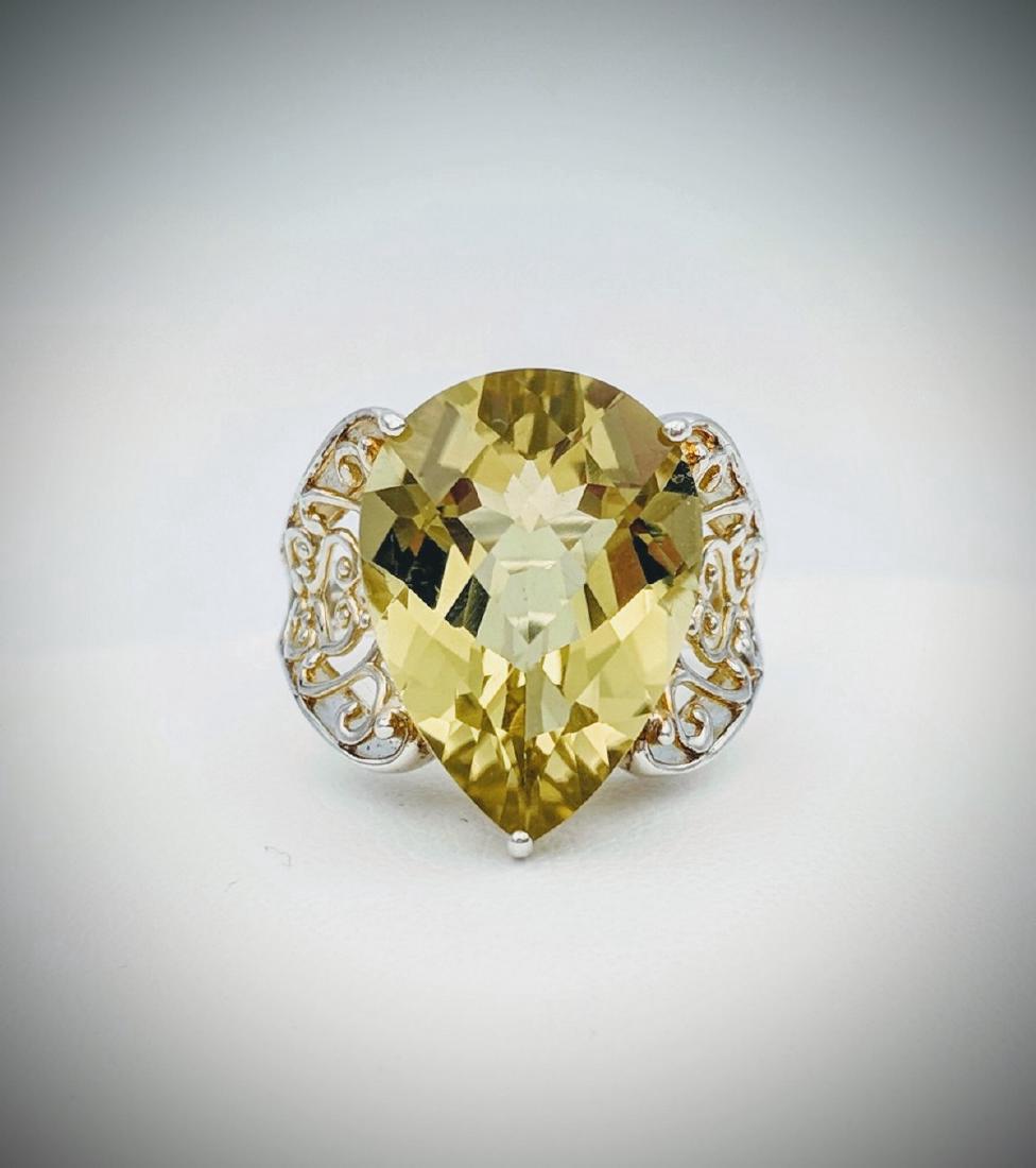 Sterling Silver Vintage Designed Beryl Ring, 10.21ct: Brand: Jean Lin Collection Title: Sterling Silver Vintage Designed Beryl Ring Metal Purity: 925 Sterling Silver Gemstones: Beryl Carat Weigts: 1 Pear Shaped Beryl at 18×13mm (10.21ct). Size /Dimensio