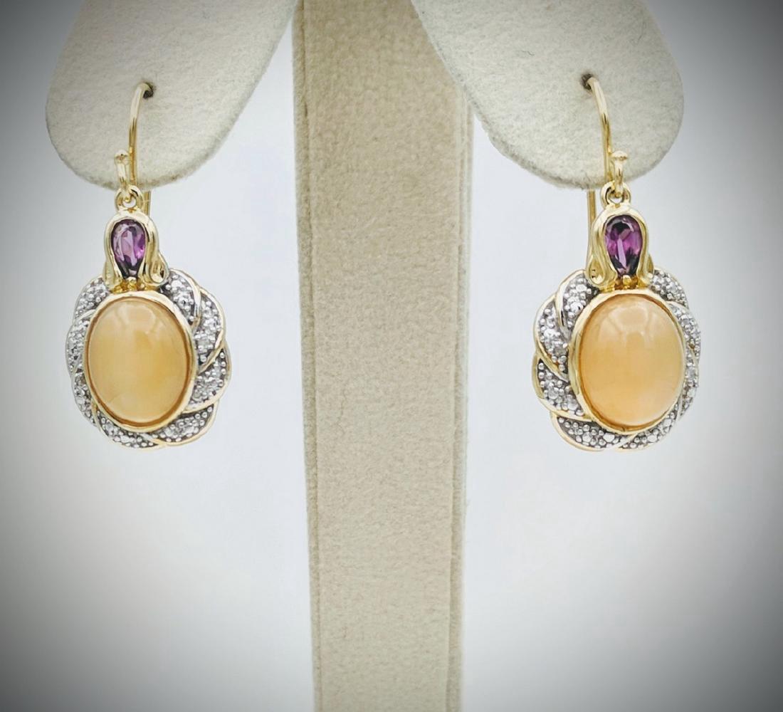 Gold Plated Moonstone Diamond Amethyst Earrings (1 of 3)