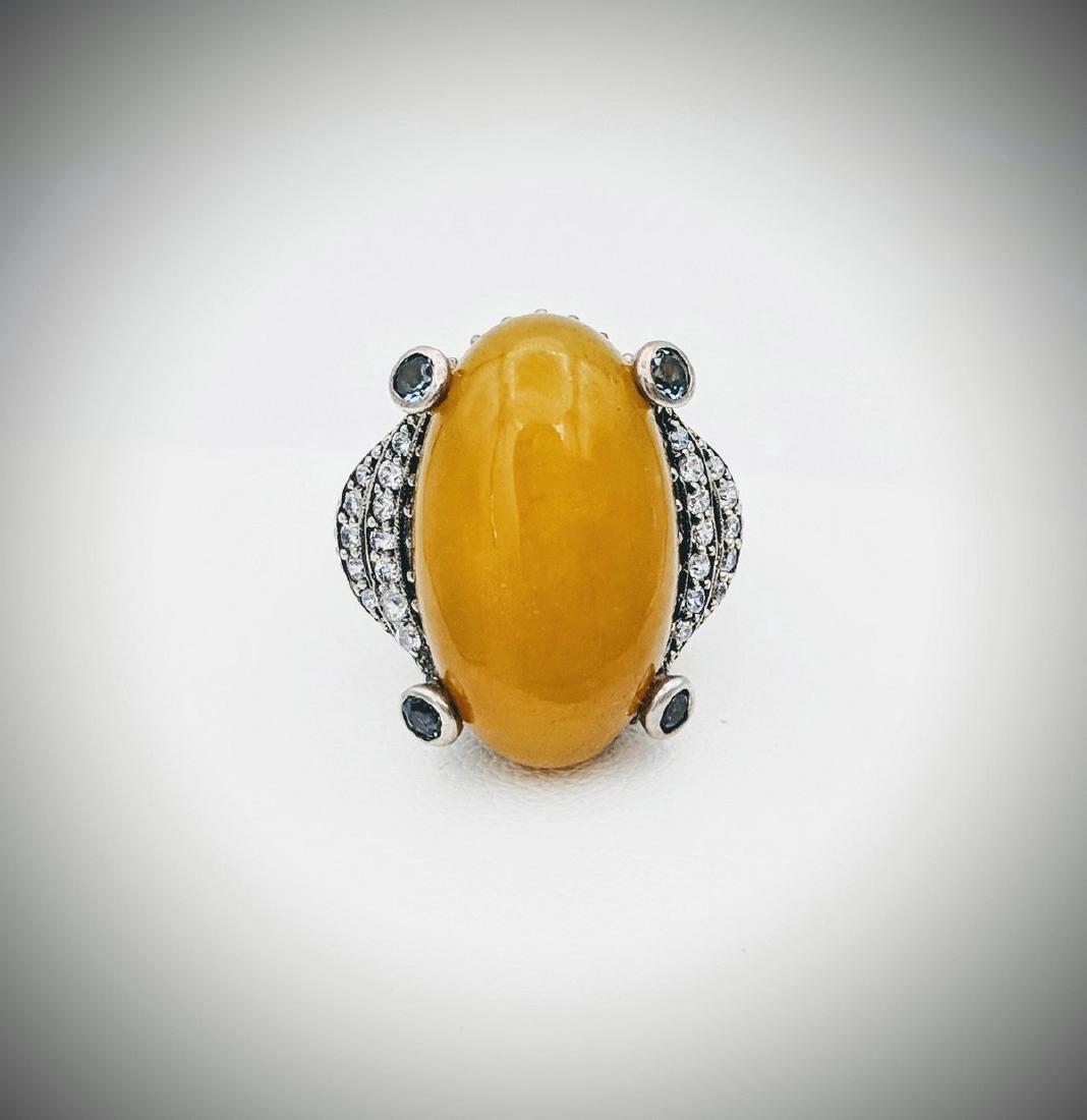 Sterling Silver Yellow Jade Topaz Cubic Zirconia Ring (1 of 3)