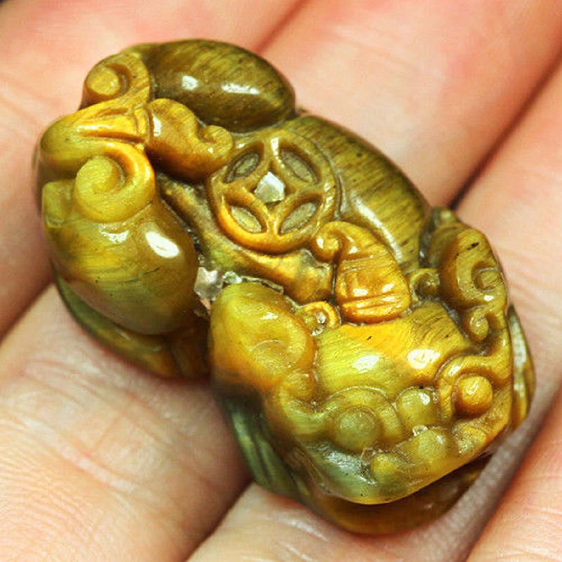 63.5 Carrat Loose Natural Tiger's Eye Lion Carving (1 of 3)