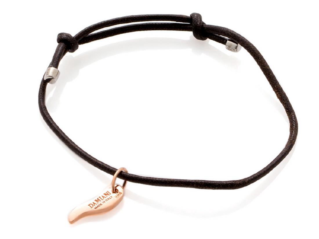 DAMIANI 18K Pink Gold Diamond Charm Textile Bracelet (1 of 2)