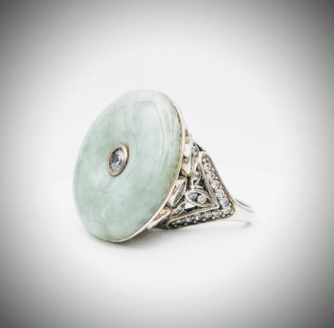 Sterling Silver Jade Ring with Cubic Zirconia (1 of 3)