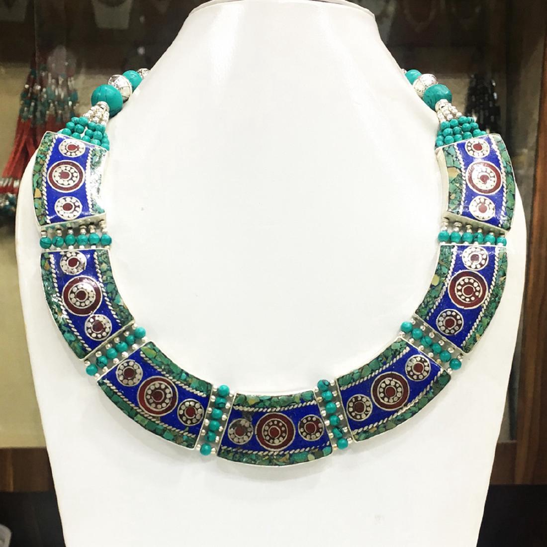 Tibetan Silver Handmade Turquoise Necklace (1 of 1)