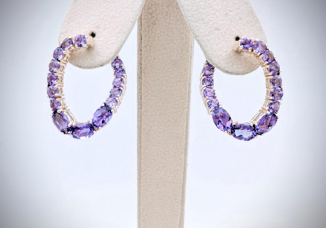 Sterling Silver Twisted Hoop Earrings with Amethyst (1 of 3)