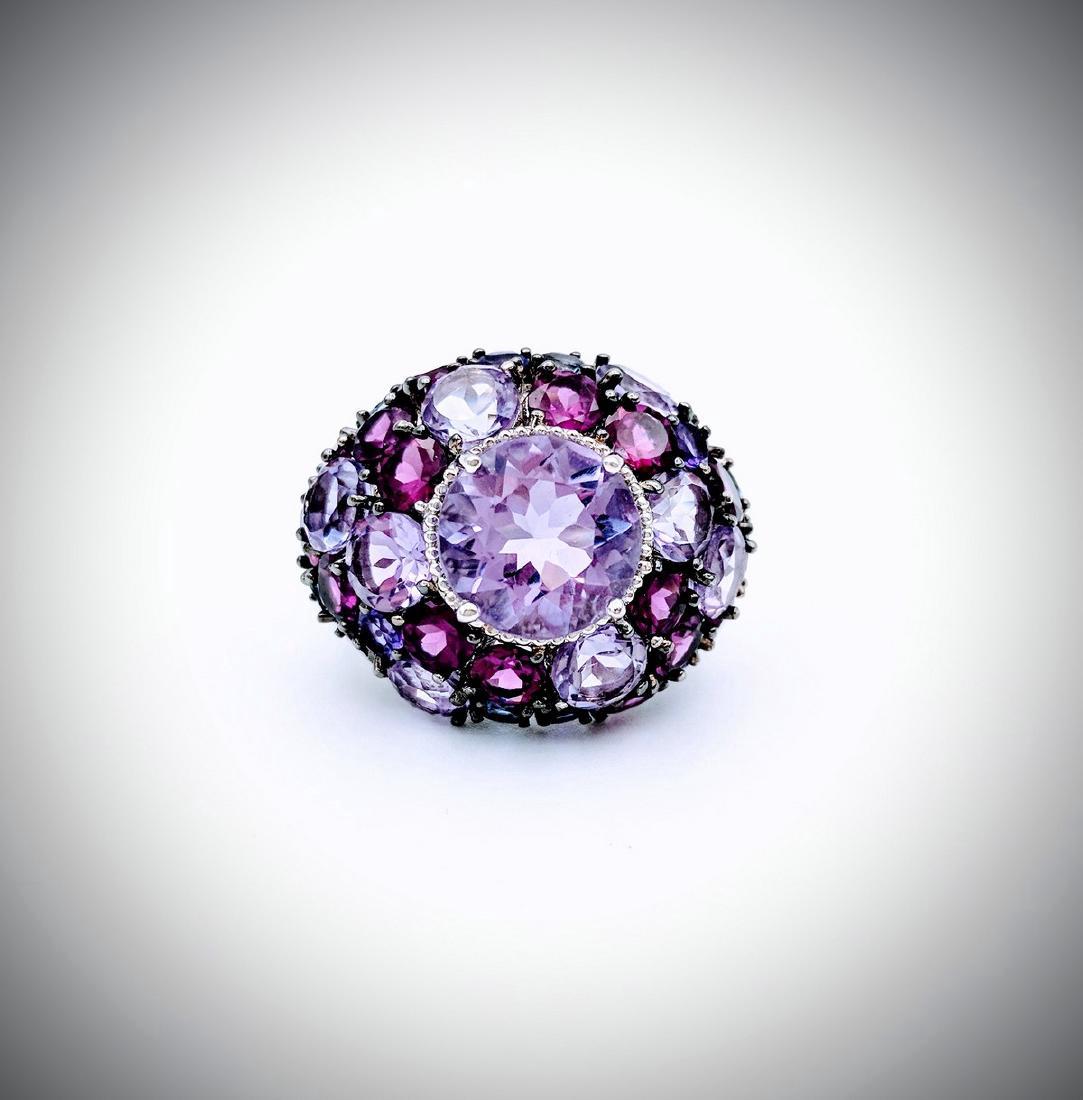 Sterling Silver Multicolored Amethyst Cluster Ring (1 of 3)