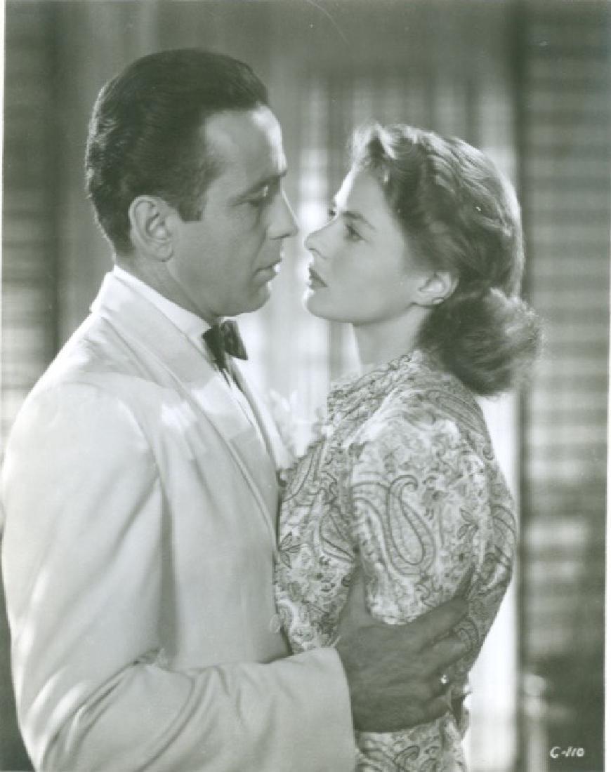 Casablanca Starring Humphrey Bogart 1960's Photograph: Unknown "Casablanca" starring Humphrey Bogart 1960s Photograph 8x10" Warner Bros. Movie Still of "Casablanca" starring Humphrey Bogart and Ingrid Bergman. 1960s reprint from the 1942 film. Photo is 8x