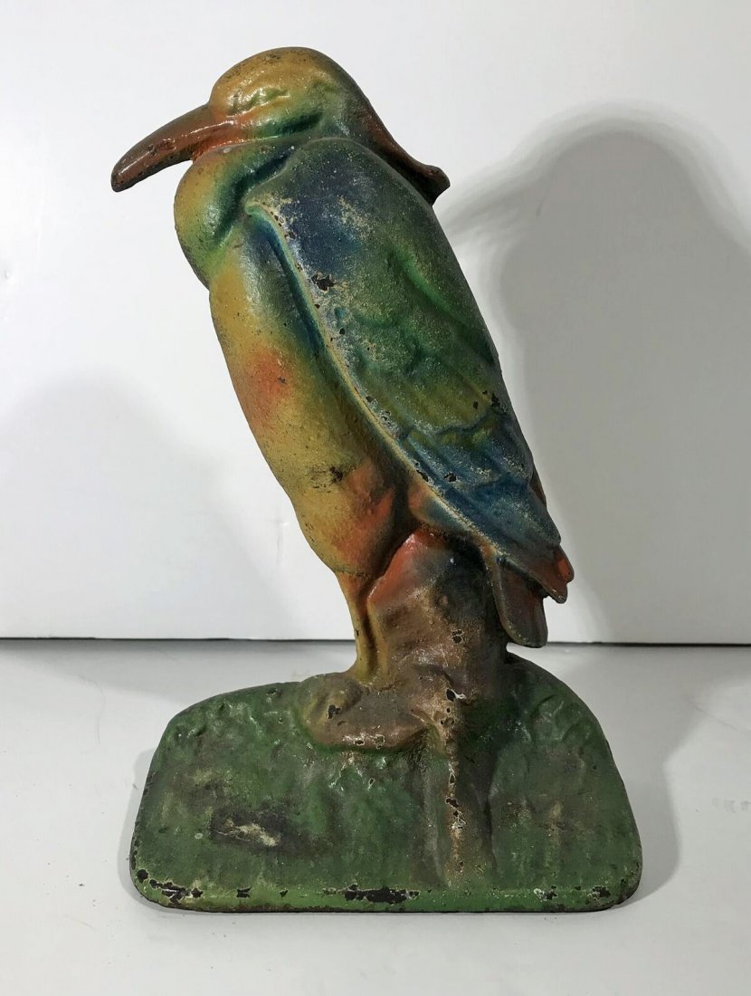 Early 20th Century Heron Door Stop: Door stop Heron attributed to Albany, NY foundry 7.5" tall 3.5 lbs 1st half 20th century Please note that this lot has a confidential reserve. When you leave a bid in advance of the auction, submit yo