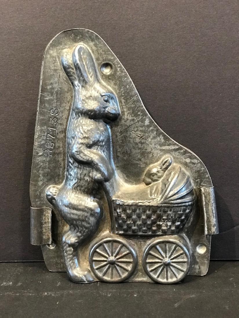 Rabbit Pushing a Bunny in Baby Carriage Chocolate Mold (1 of 3)