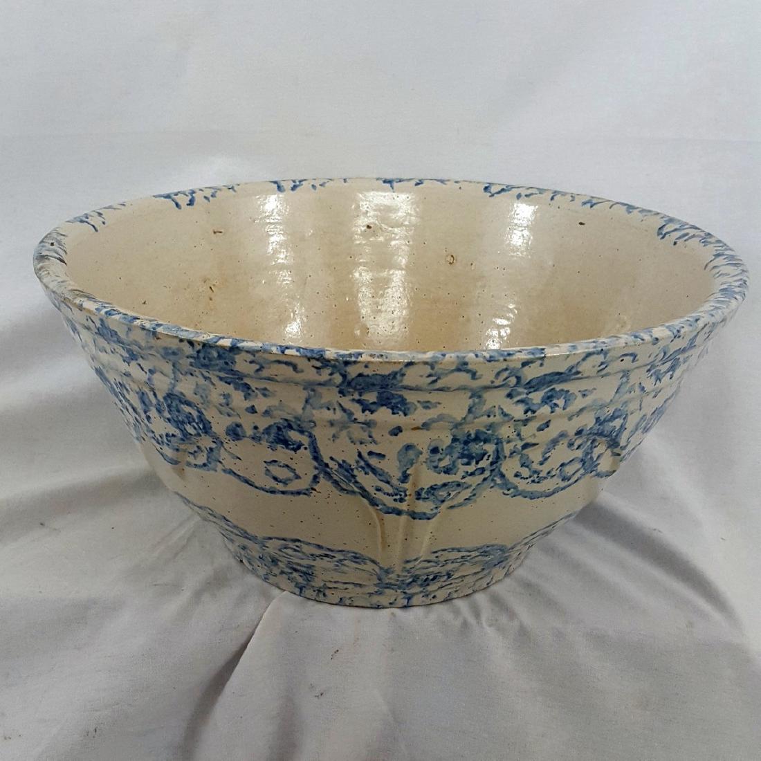 Very Large Blue Spongeware Bowl Ca 1880-1900 (1 of 6)