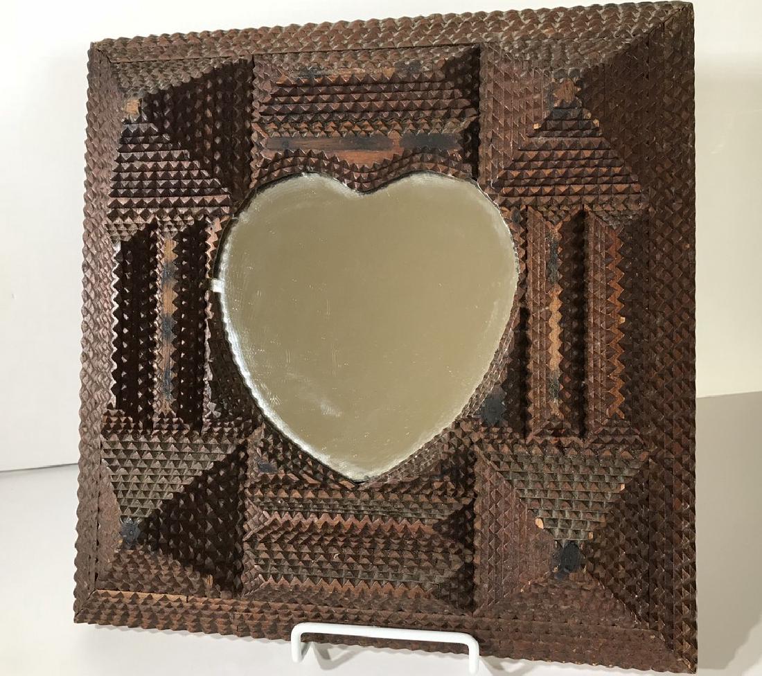 Tramp Art Heart Mirror Frame (1 of 2)