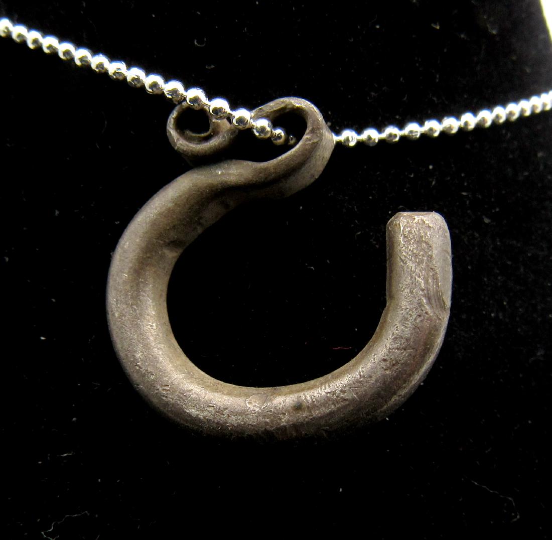 Medieval Viking Silver Omega Pendant with Coil (1 of 2)