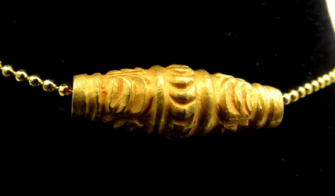 Medieval Viking Period Decorated Gold Pendant/Bead (1 of 2)