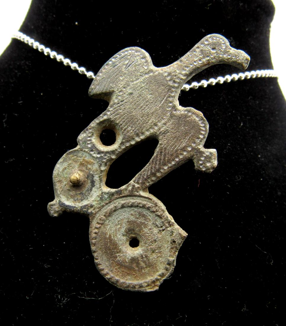 Ancient Roman Legionary Silvered Bronze Eagle Pendant (1 of 2)