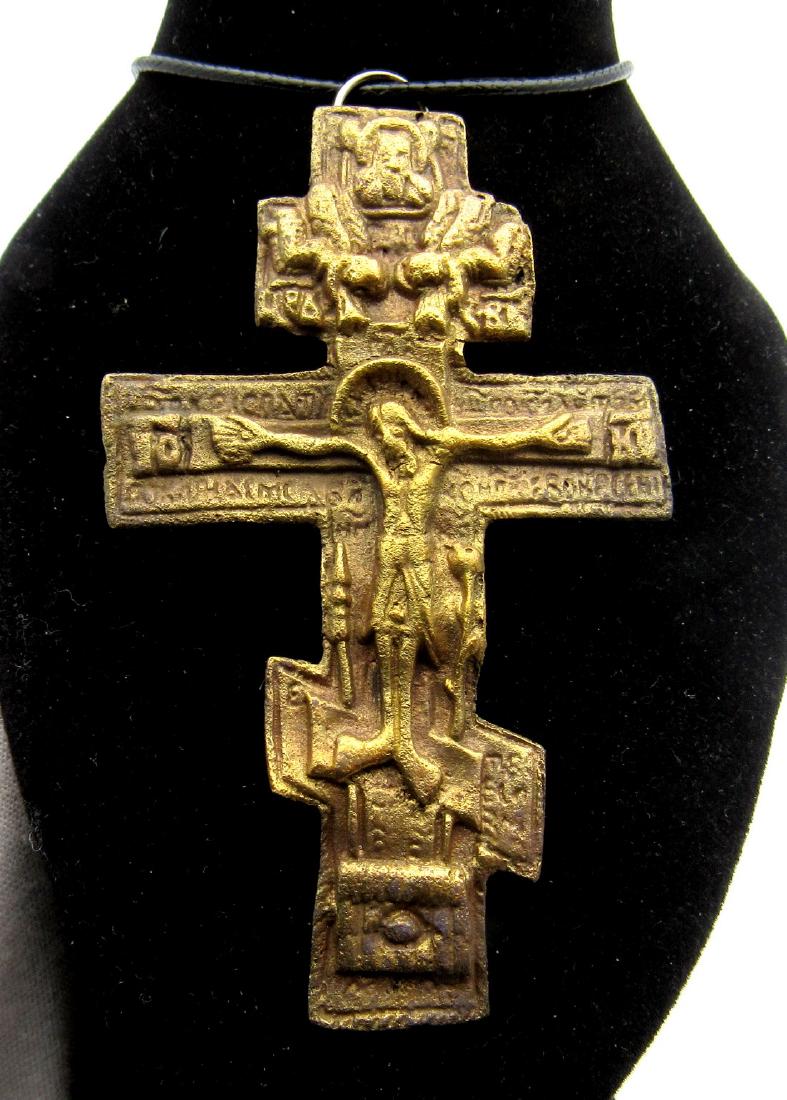 Large Medieval Bronze Priests Cross Pendant with Jesus (1 of 2)