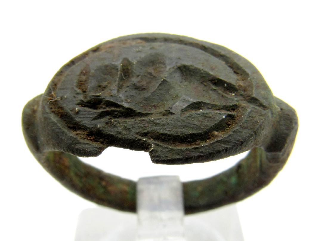 Ancient Greek Bronze Ring with Bull on Bezel (1 of 3)