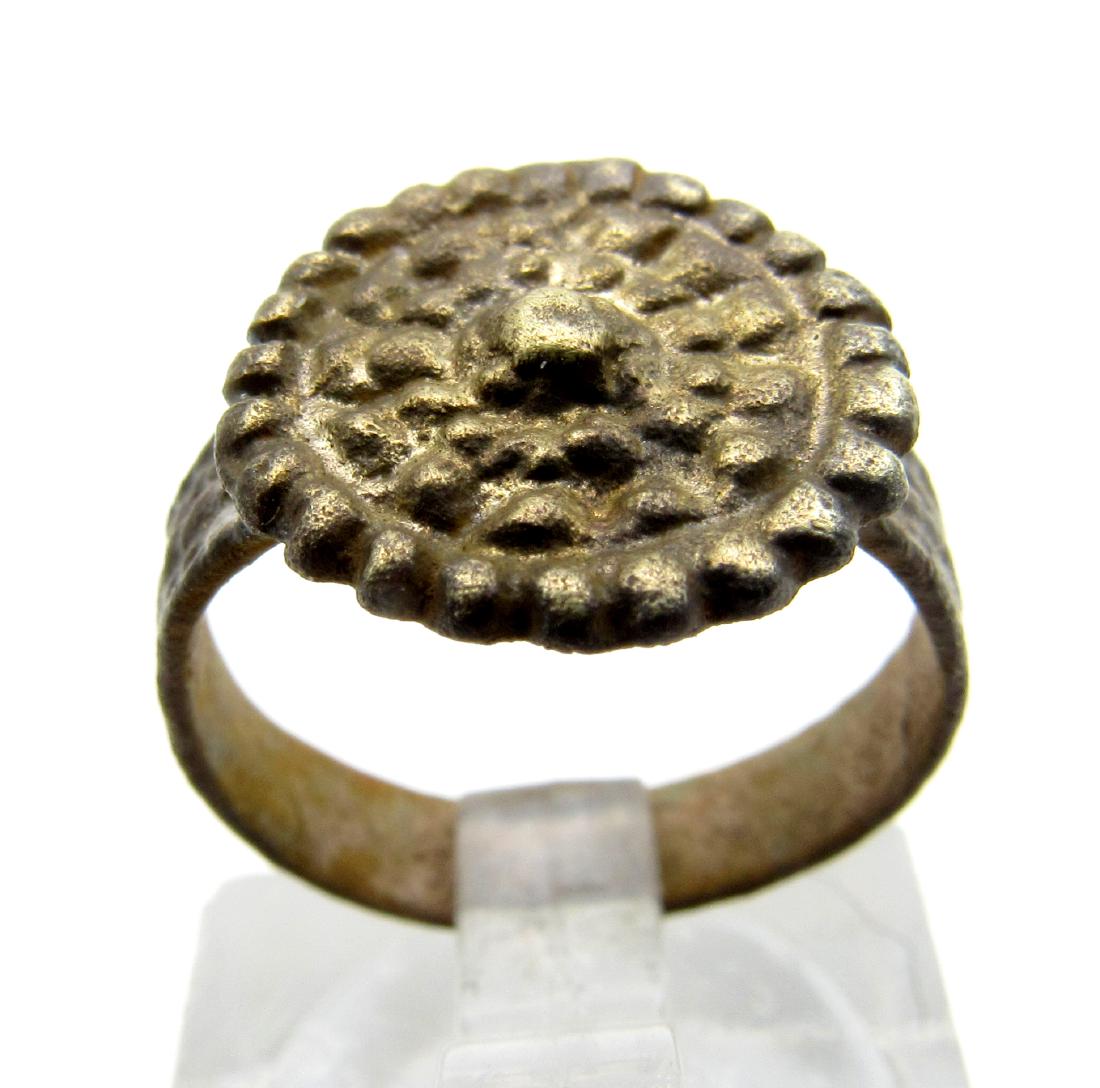 Late Medieval Tudor Bronze Ring with Crown Bezel (1 of 3)