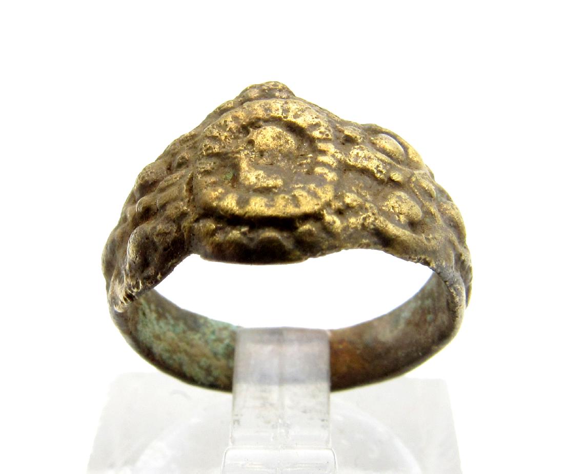 Late Medieval Tudor Bronze Floral Ring (1 of 3)