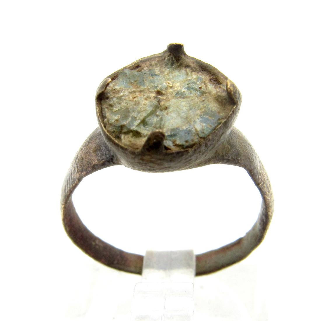 Medieval Bronze Ring with Broken Stone (1 of 3)
