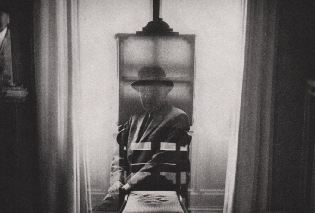 DUANE MICHALS - Rene Magritte, 1965: Artist: DUANE MICHALS Print Title: Rene Magritte, 1965 Medium: Sheet-fed Gravure on uncoated acid free paper Printing date: 1990 Printed in Japan Image Size: 6.5 X 4.5 inches Duane Michals(b. 1932) is