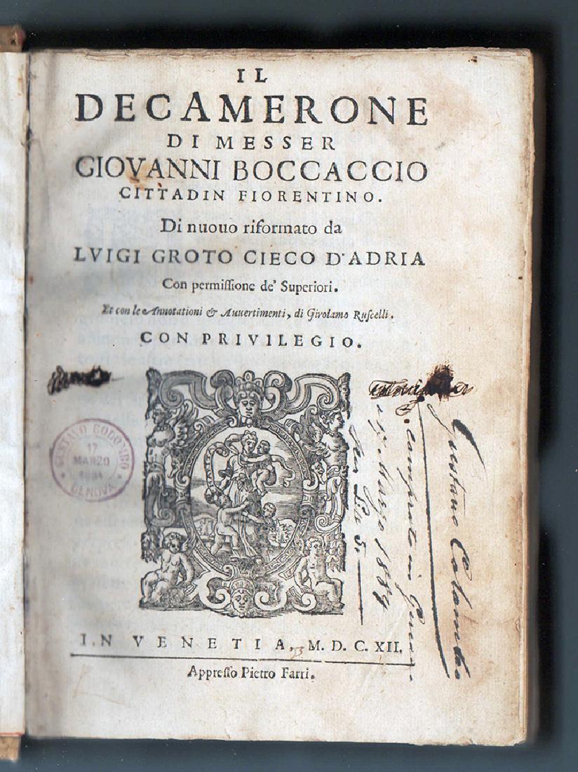 Decamerone Di Messer Giovanni Boccaccio Cittadin 1612 (1 of 4)