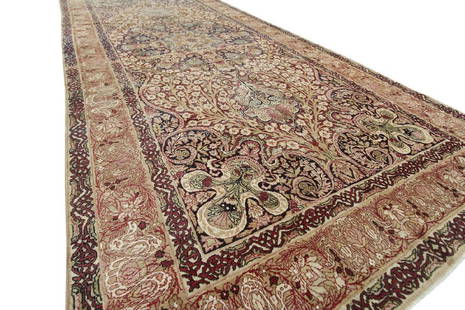 Pre-1900 Signed Antique Lavar Kerman Rug 5.9x11.10: Rare 6'x12' Pre-1900 Signed Antique Lavar Kerman Rug Gallery Kermanshah Beige Persia Pre-1900 5'9" x 11'10" Please note that this lot has a confidential reserve. When you leave a bid in advance of