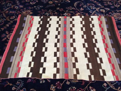 Vintage Navajo Serape Blanket Rug 5x3.5: This is a clean and near pristine Navajo weaving in great shape. The workmanship is fine and the pattern is extremely well executed. The weave is relatively medium/tight woven enough to be strong and