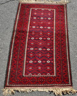 Fine Quality Hand Woven Persian Balouch Rug 3.3x6.7: Nice looking hand woven authentic Persian Balouch. Size 3.3 x 6.7 feet, made of fine quality lamb's wool pile on wool foundation, incorporating a nice looking allover medallion design and framed