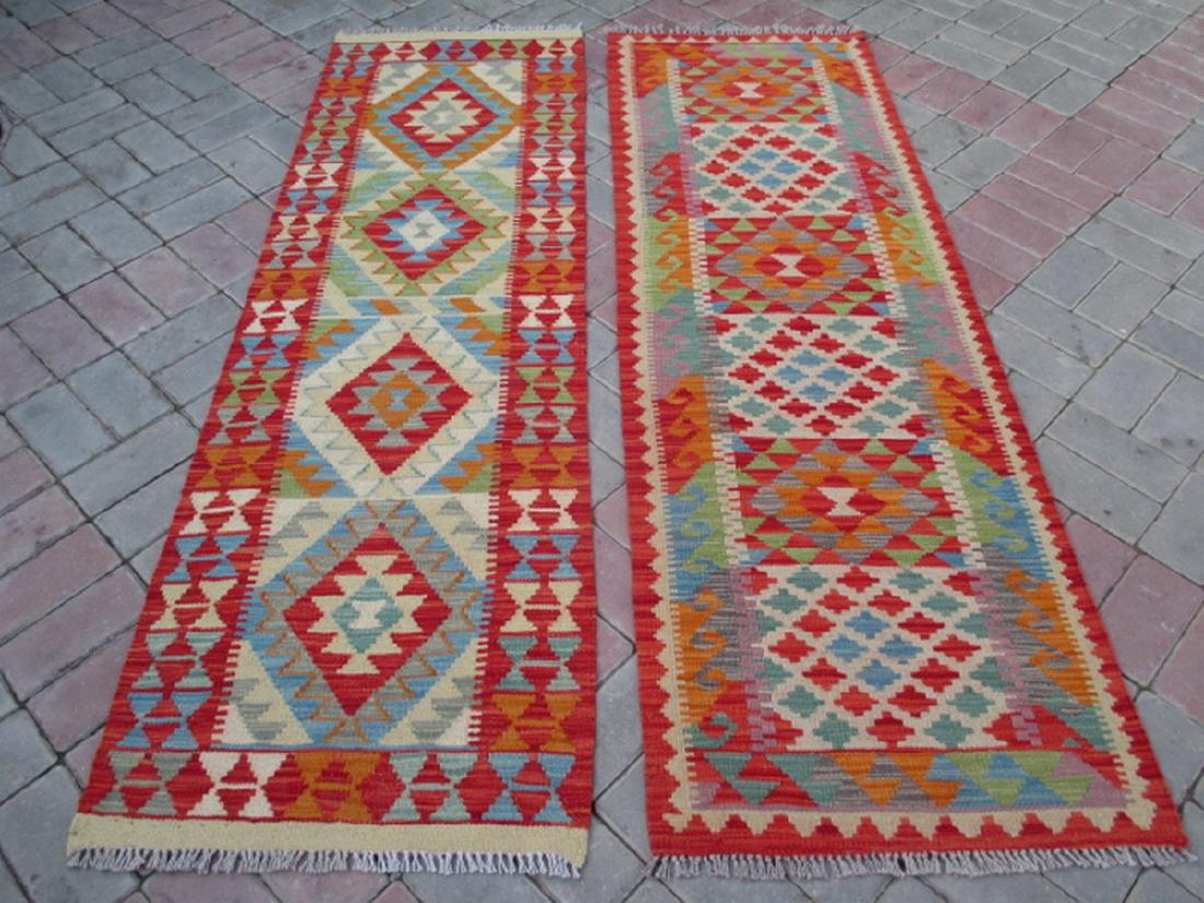 2 Hand Woven Chobi Kilim Runners Rug 6.4x2 - 6.3x1.11 (1 of 5)