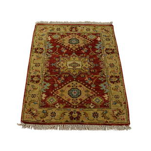 Rug New Zealand Wool Fine Karajeh Hand Knotted 2x3: Oriental Rug New Zealand Wool Fine Karajeh Hand Knotted Oriental RugPrimary materials: New Zealand WoolLatex: NoPile height: 0.5 InchesStyle: TraditionalPrimary color: RedSecondary colors: Light