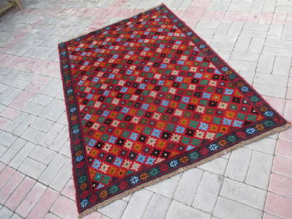 Contemporary Hand Knotted Baluchi Rug 5.11x4: This is a very good quality tribal Genuine hand knotted Baluchi Rug woven by master weaving house in Northern Regions of Afghanistan high quality wool have been used to make this beautiful Baluchi rug