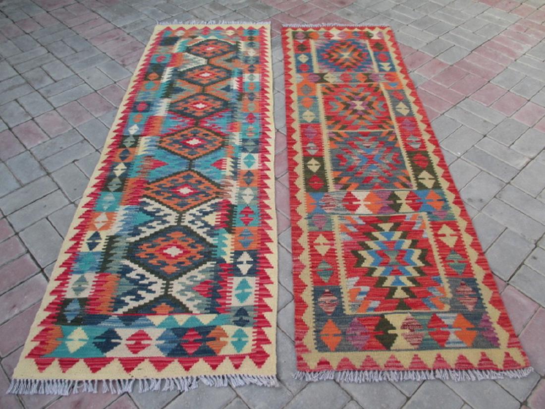 2 Hand Woven Chobi Kilim Runners Rug 6.5x2 - 6.7x2.2 (1 of 5)