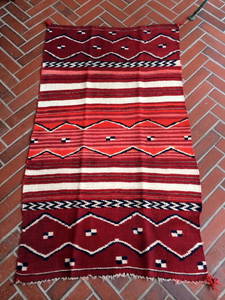 Vintage Navajo Child Blanket Cochineal Indigo 2.5x4.1